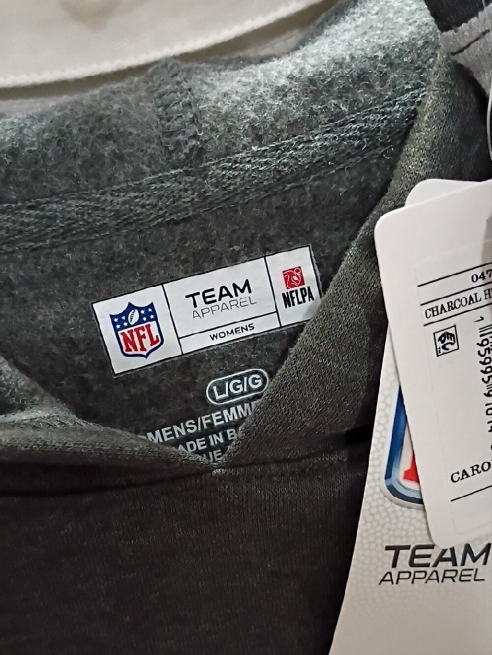 Team Apparel Carolina Panthers Gray and Black Colorblock Hoodie - SIZE Lg NWT - Picture 6 of 6